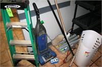 Step Ladder,  Brooms, Cleaning Supplies