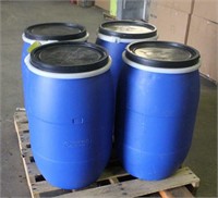 (4) 30 Gallon Plastic Drums with Lids