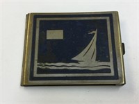 SILVER PLATED MATCH HOLDER W/ SAILING SHIP MOTIF
