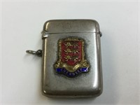 SILVER PLATED MATCH SAFE WITH CUERNSEY CREST