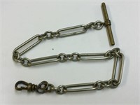 HEAVY LINKED SILVER PLATE WATCH CHAIN