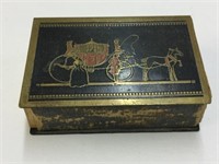 METAL MATCH BOX HOLDER W/ CARRIAGE MOTIF