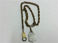 GOLD PLATED WATCH CHAIN WITH PENDANT
