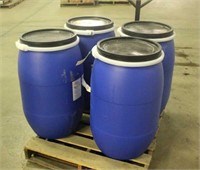 (4) 30 Gallon Plastic Drums with Lids