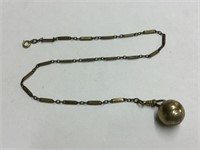 GOLD PLATED WATCH CHAIN WITH BASEBALL PENDANT