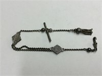 SILVER WATCH CHAIN  WITH TASSLE FOB