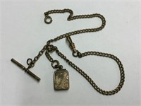 GOLD PLATED WATCH CHAIN W/ PHOTO LOCKET