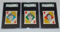 1951 Topps Red Back Lot of Three Graded.