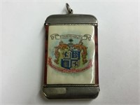 SILVER PLATED MATCH SAFE WITH LEATHER TYPE COVER