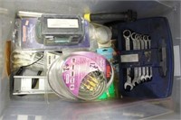 BOX LOT OF ASSORTED ITEMS WELDING GOGGLES, RCA