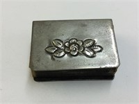 SILVER PLATED MATCH BOX HOLDER WITH FLORAL MOTIF