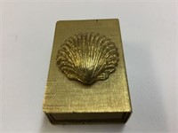 METAL GOLD COLOURED MATCH BOX WITH SHELL MOTIF