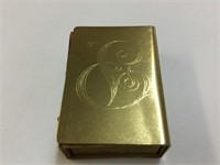 GOLD PLATED MATCH BOX, PERSONALIZED "P"
