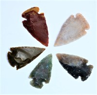 Collection of 5 Stone Arrowheads Very Nice
