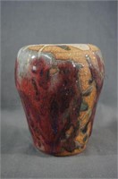Studio Pottery Drip Glaze Vase Signed Mario