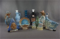 9 1970's Jim Beam Collectible Whiskey Bottles