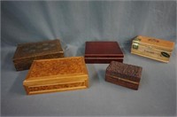 5 Wooden Cigar Humidors and Jewelry Boxes