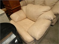 Beige Faux Leather Over Sized Chair