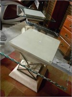 Pair of Glass Top Pillar Side Tables