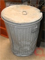 2 Vintage Galvanized Lidded Trash Cans