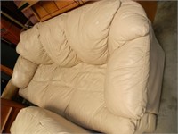 Beige Faux Leather Couch