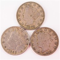 Coin 3 High Grade Liberty Nickels01899-1908 & 1912
