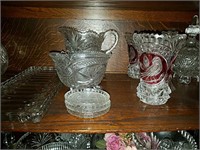Shelf full of Crystal and cut glass