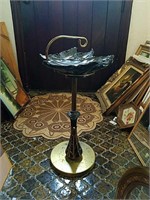 Vintage smoking stand with ceramic Leaf ashtray