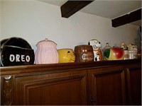 Collection of assorted cookie jars and pottery