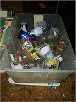 Large tote full of character glasses and other