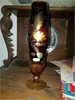 Beautiful Ruby and Amber crystal vase from Germany
