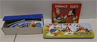 Lot of tin toys and donald duck paint