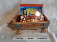 Mickey & Minnie Barbies & Wood Wagon Decor