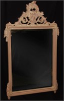 A 20TH C. PICKLED FINISH FRENCH STYLE  MIRROR