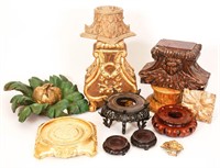 A COLLECTION OF CARVED PLINTHS AND STANDS