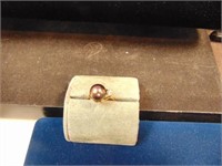 18K Gold Copper Pearl Ring W/CZ Stone