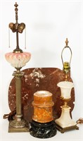 A CONVERTED ANTIQUE LAMP AND OTHER OBJECTS