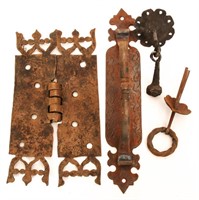 A COLLECTION OF PRIMITIVE IRON PULLS AND HANDLES