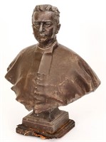A CIRCA 1900 SPELTER BUST OF CLERGY