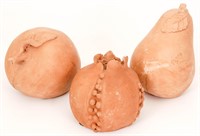 THREE PIECES OF HAND-MODELED TERRA COTTA FRUIT