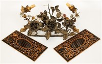 A GROUP OF ANTIQUE DECORATIVE IRON OBJECTS