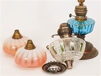 A COLLECTION OF 19TH CENTURY FONTS AND LAMPS