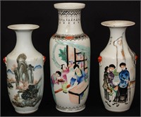 THREE CHINESE EXPORT PORCELAIN VASES