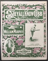 1913 "They All Know Cobb" Sheet Music.