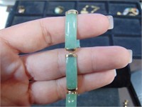 14K Vintage Jade Green Quartz Bracelet 14K
