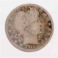 Coin 1911-D Barber Quarter in Good