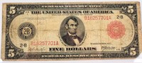 Coin 1914 $5 Federal Reserve Note Large Size