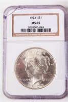 Coin 1923-P Peace Dollar NGC MS65