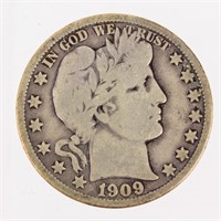 Coin 1909-O Barber Half Dollar Scarce Fine+