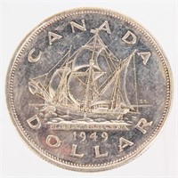 Coin 1949 Canadian Silver Dollar AU